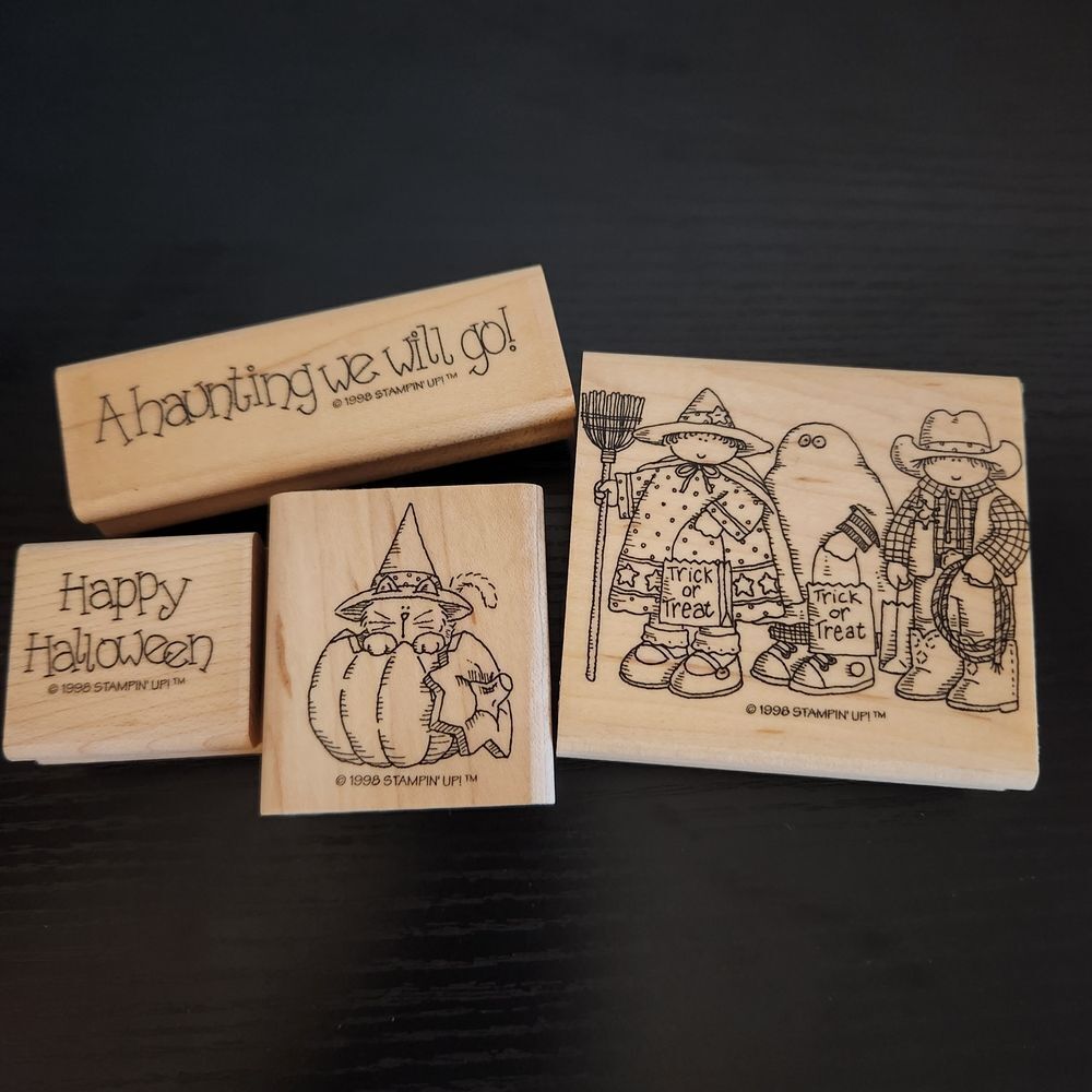 Stampin' Up! Halloween Rubber Stamps Set VINTAGE 1998 New Without Box 4 Stamps